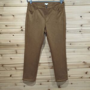J. Jill Pants Womens 14 Tan Faux Suede Skinny Leg Pants
